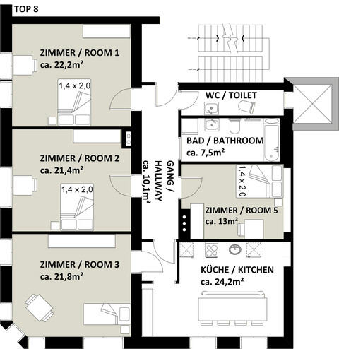 Großzügiges, möbliertes WG-Zimmer zum Fixpreis in Feldkirch