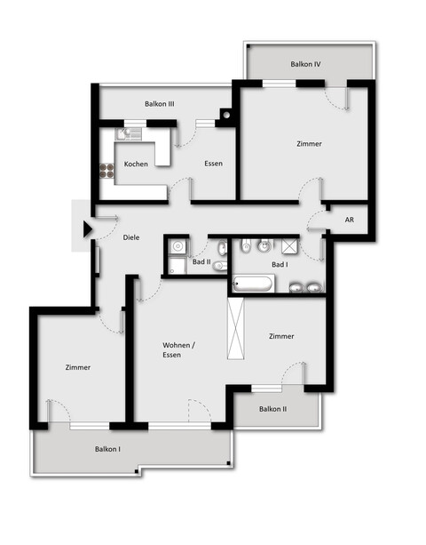 VERKAUFT: Familienfreundliche 4-Zimmerwohnung mit vier Balkonen