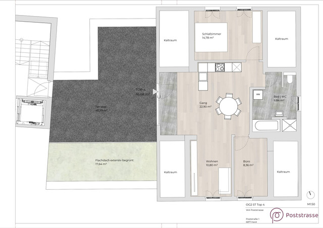 Exklusives 3-Zimmer-Penthouse mit riesiger Dachterrasse im Zentrum von Hard - Erstbezug!