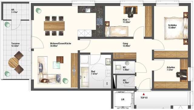 4-Zimmer-Wohnung mit Südterrasse / W03 MIETE