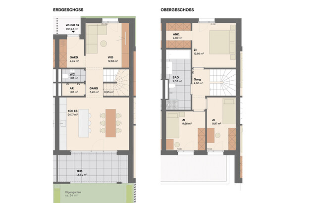 Reihenhaus in Holzbauweise mit 4-Zimmern (Top B2)