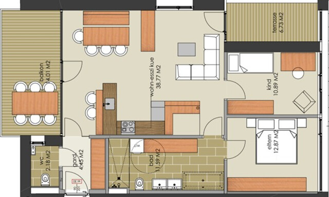 3-Zi Dachwohnung Top 7  in bester Wohnlage