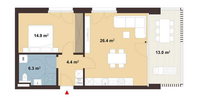 Große 2-Zimmer-Terrassenwohnung | C04