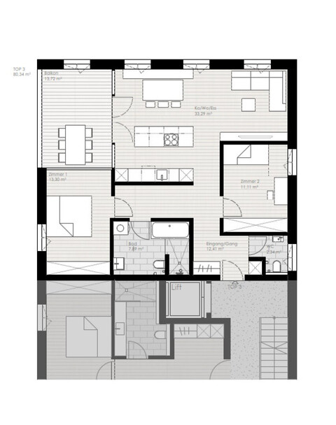 NEUBAU 3-Zimmer-Wohnung mit Terrasse und traumhaftem Sonnenuntergang in Lingenau zum Kauf