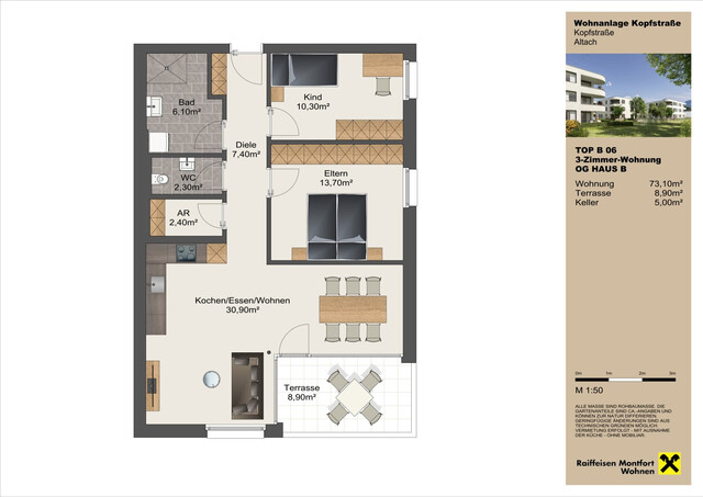 Erstbezug! Sehr schöne 3-Zimmer-Terrassenwohnung in Altach