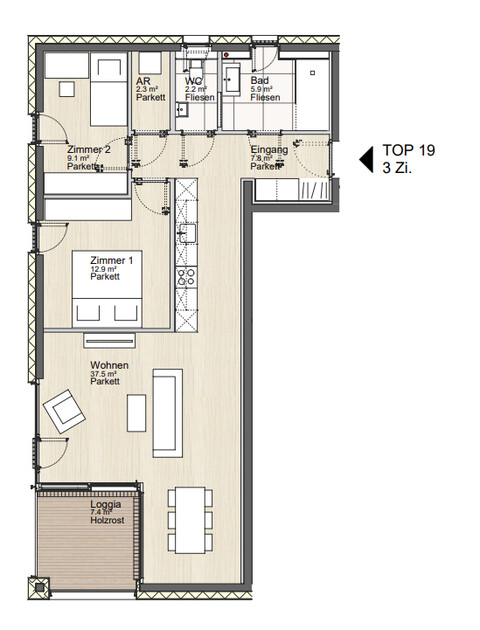 Angenehm wohnen trotz Hitze: 3-Zimmerwohnung mit Free-Cooling-System - Erstbezug im Zentrum von Dornbirn
