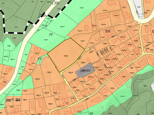 Teilungsvariante: 4 Grundstücke - zwischen ca. 1005 m² bis 1196 m²