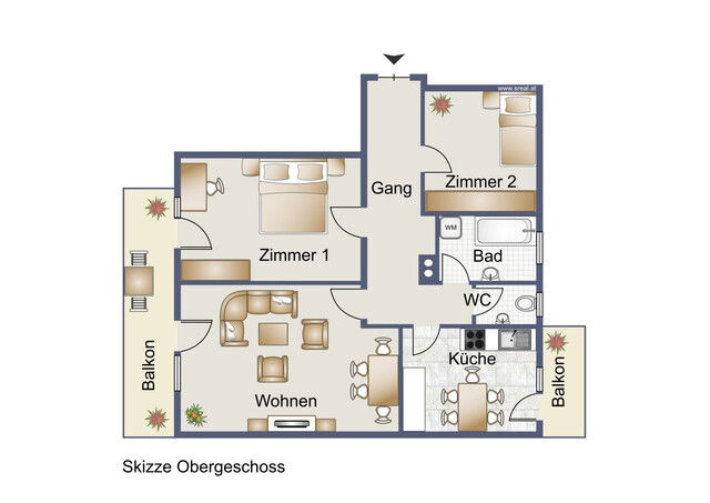 Tolle 3-Zimmerwohnung mit zwei Balkonen und einer Garagenbox