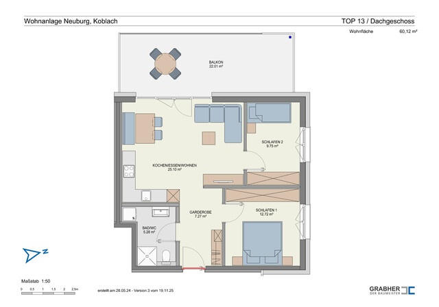 3-Zi-Westwohnung im Dachgeschoss