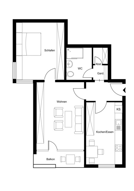Neu renovierte 2-Zimmer-Wohnung mit gemütlichem Wohnambiente