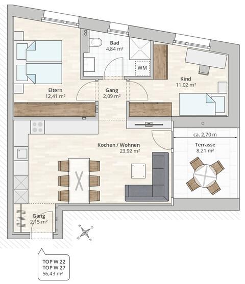 3-Zi-Terrassenwohnung TOP 22 in Muntlix, Hauptstraße 31+33