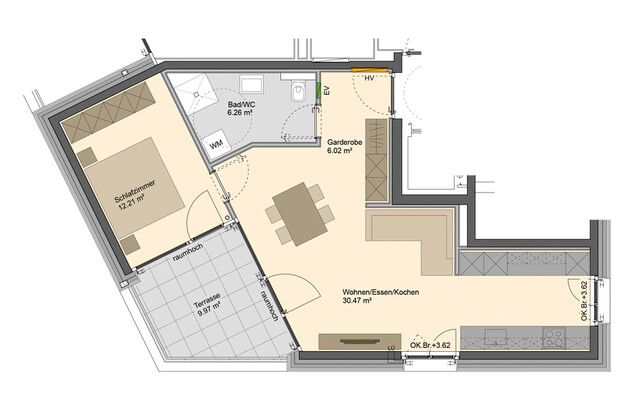 Optimal eingeteilte 2-Zimmer Terrassenwohnung (Top 02)