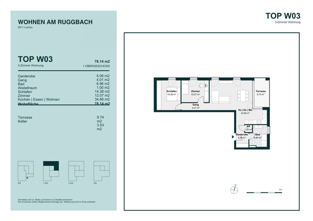 Neubau: Exklusives Wohnen am Bodensee – 3-Zimmer Wohnung mit Terrasse Top 3