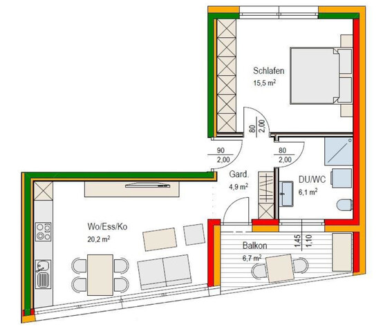 Gepflegte 2-Zimmer-Wohnung in Lustenau zu vermieten!