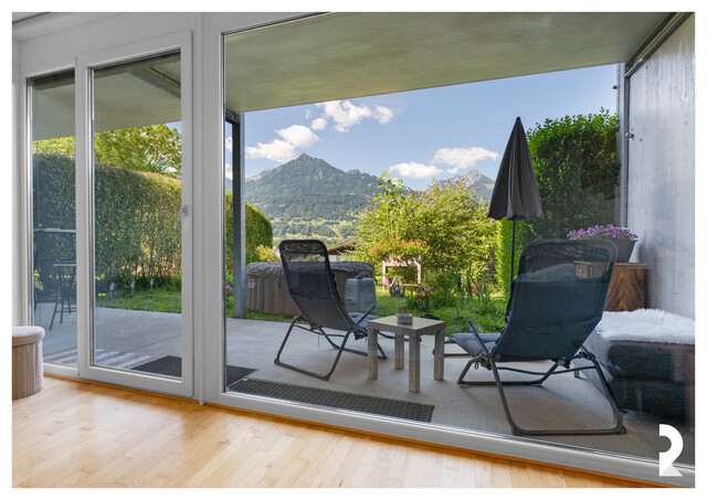 VERMIETETE 2-ZIMMER-GARTENWOHNUNG MIT BERGPANORAMA IN SATTEINS