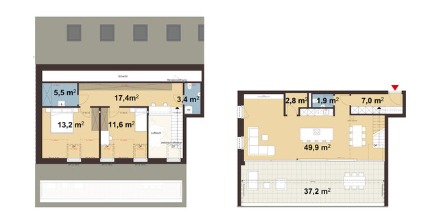 Helle 3-Zimmer-Maisonettewohnung mit  Penthousecharakter | B09