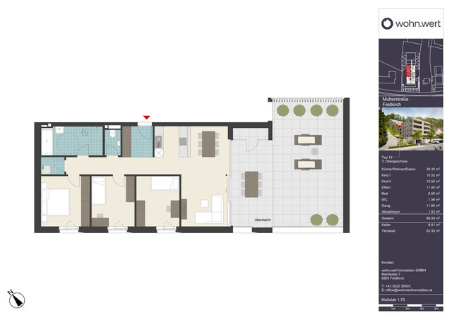Wohnanlage "Hillside" - Traumhafte 4-Zimmerwohnung mit riesiger Terrasse - Top 12