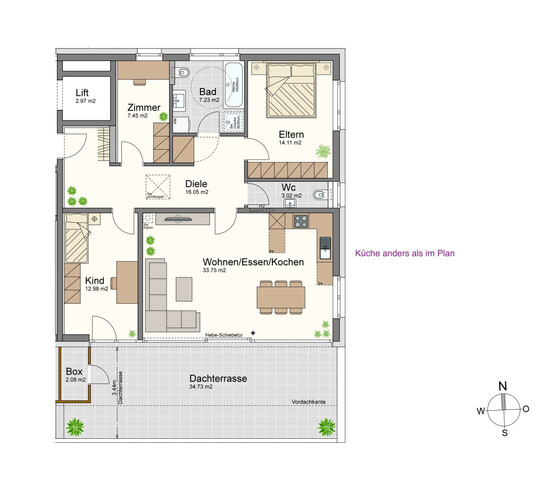 Beeindruckende 4 Zi.-Dachgeschosswohnung mit 2 TG-Stellplätzen & Erdwärme - Top Lage