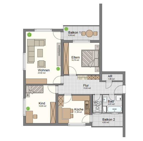 3-Zimmerwohnung mit Blick über Tosters (provisionsfrei)