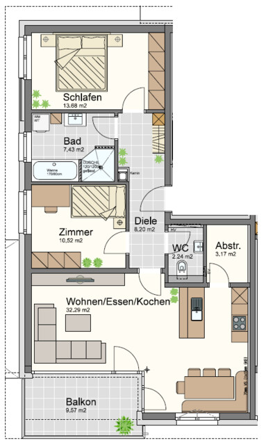 Helle neuwertige Wohnung mit großem Balkon in Frastanz ab 1. September 2026 zu vermieten.