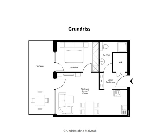 Neubau Gartenwohnung mit 20 m² Terrasse, 70 m² Garten,  6 m² Kellerabteil, 1 Tiefgaragenstellplatz à 20.000,00 e (Kauf)