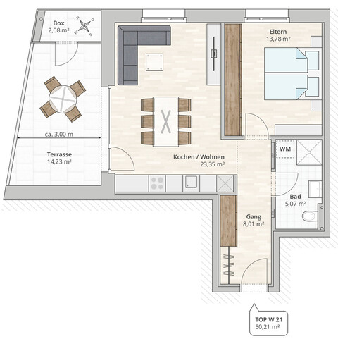 2-Zi-Terrassenwohnung TOP 21 in Muntlix, Hauptstraße 31+33
