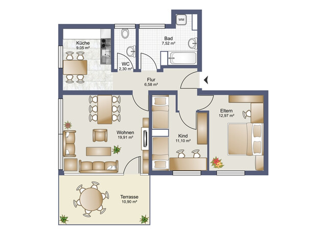 3-Zimmerwohnung in Lustenau mit großem Balkon und bester Lage